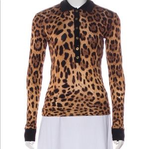 Dolce & Gabbana collared leopard print top